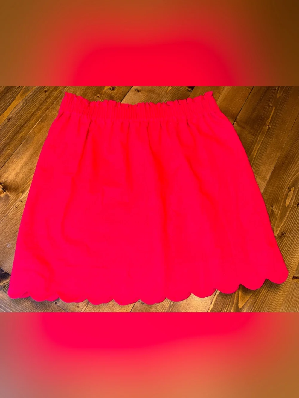 J. Crew Bright Red Scallop Hem Mini Skirt